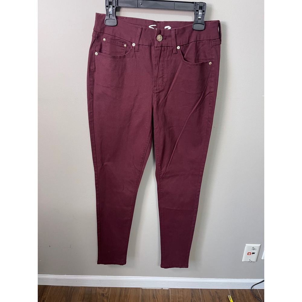 Seven7 Skinny Jeans Burgundy Maroon Stretch Denim Size 8 cotton spandex comfort